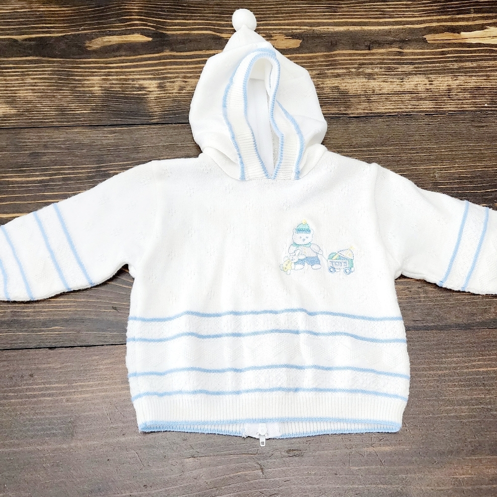 Vintage white hooded sweater teddy bear